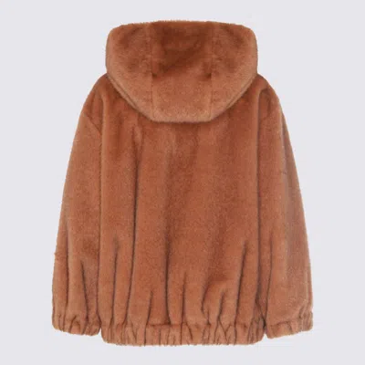 Antonelli Long-sleeved Hooded Fur Coat In Brown