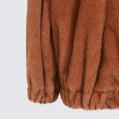 Antonelli Long-sleeved Hooded Fur Coat In Brown