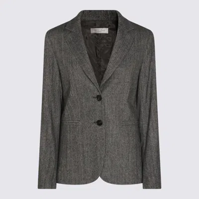 Antonelli Herringbone-button Jacket In Gray