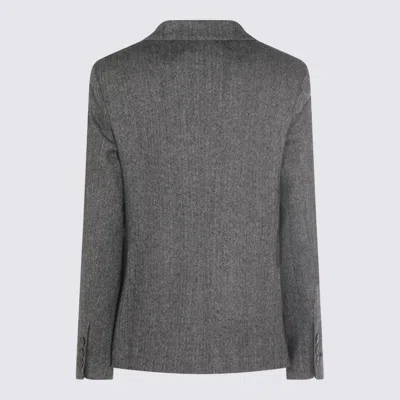 Antonelli Herringbone-button Jacket In Gray
