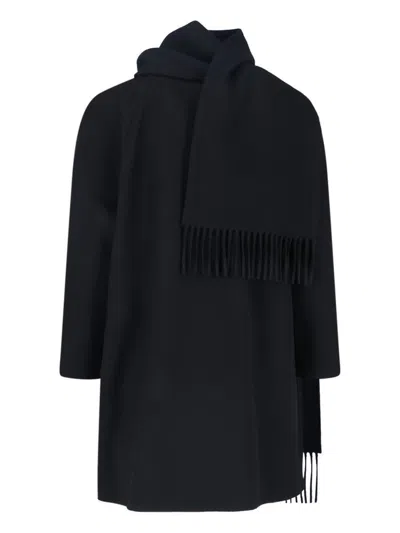 Balenciaga Casual Jacket With Scarf And Pockets In Black