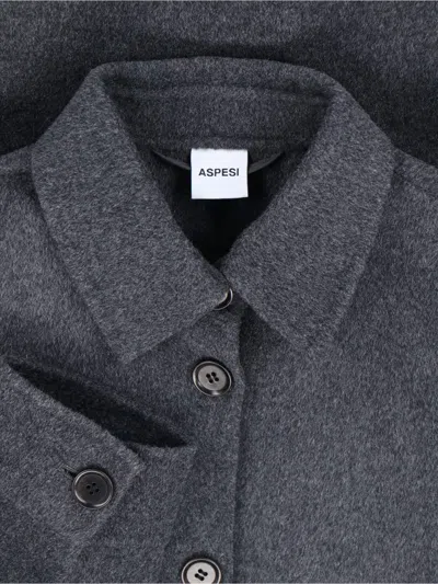 Aspesi Timeless Grey Shirt With Structured Collar And Button-down Front In Gray