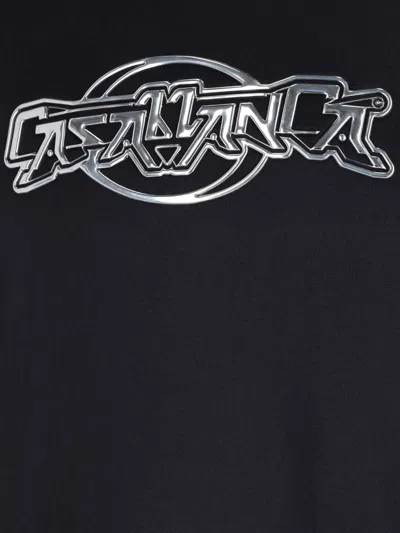 Casablanca Mens Oversized Panel Logo Jersey Hoodie Black In Black