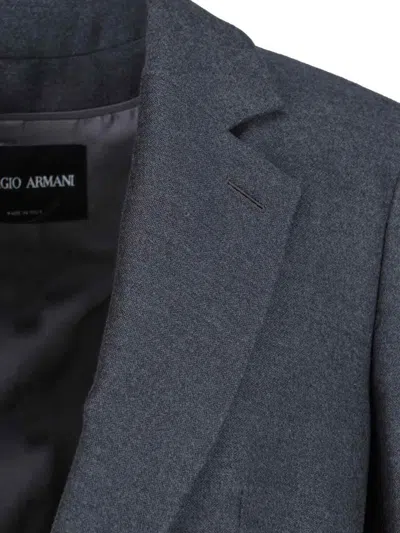 Giorgio Armani Sleek Modern Grey Jacket With Structured Silhouette In Blue