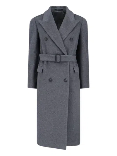 Tagliatore Tailored Grey Coat With Timeless Design In Gray