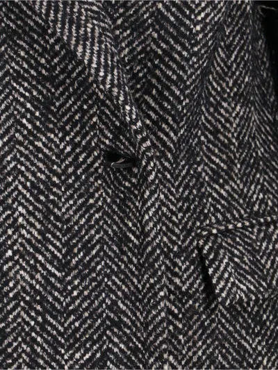 Tagliatore Tailored Black Jacket With Classic Collar And Sophisticated Silhouette In Gray