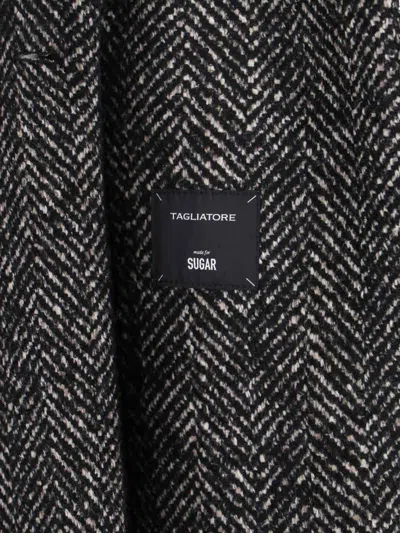 Tagliatore Tailored Black Jacket With Classic Collar And Sophisticated Silhouette In Gray
