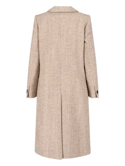 Tagliatore Tailored Beige Coat With Lapel Collar And Button Closures In Neutral