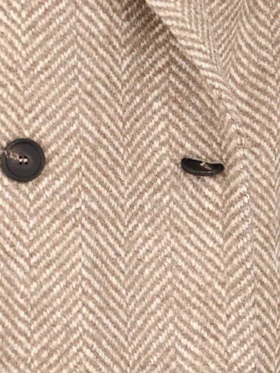 Tagliatore Tailored Beige Coat With Lapel Collar And Button Closures In Neutral