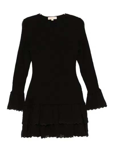 Michael Kors Smocked Mini Dress In Black