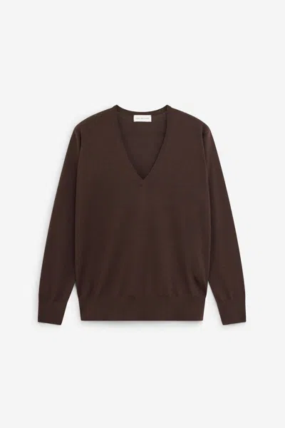 Dries Van Noten Brown Fine Merino Wool Loose-fit Sweater In Brown