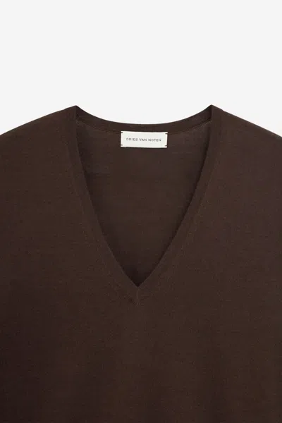 Dries Van Noten Brown Fine Merino Wool Loose-fit Sweater In Brown