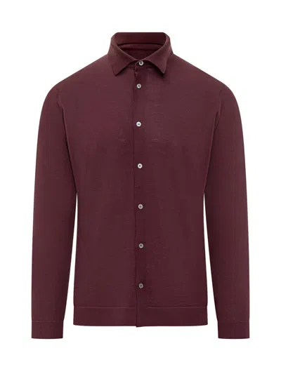 Filippo De Laurentiis Bordeaux Knit Shirt  In Brown