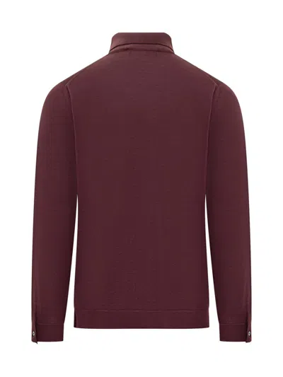Filippo De Laurentiis Bordeaux Knit Shirt  In Brown