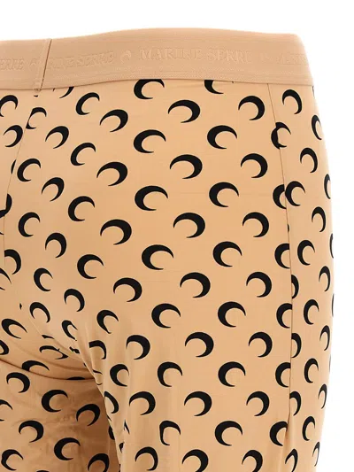Marine Serre High-waisted Leggings With Crescent Moon Pattern In Brown