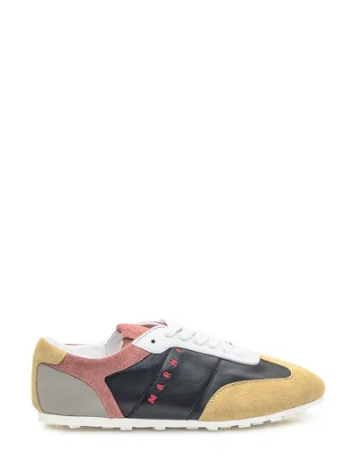 Marni Multicolor Leather Sneakers Suede Panels In Multi