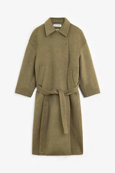 Our Legacy Court Belted Wool-blend Trench Coat In Green