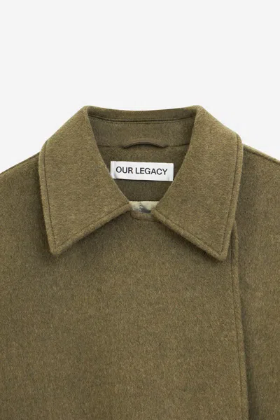 Our Legacy Court Belted Wool-blend Trench Coat In Green