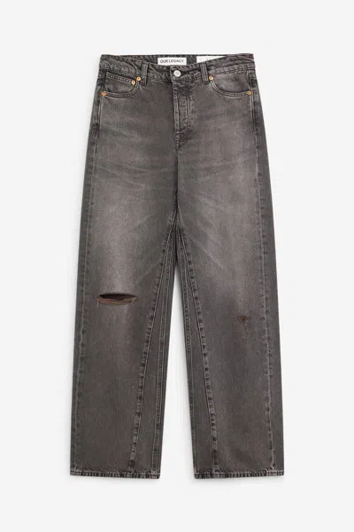 Our Legacy Distressed Wide-leg Jeans With Faded Black Wash In Gray