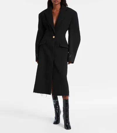 Givenchy Cocoon Fitted Coat In Wool In Black