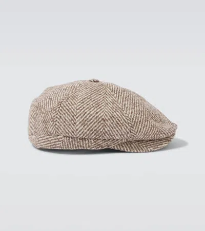 Brunello Cucinelli Wool And Alpaca Wool-blend Newsboy Cap In Neutral