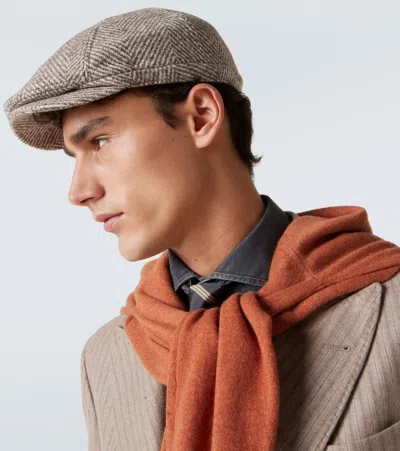 Brunello Cucinelli Wool And Alpaca Wool-blend Newsboy Cap In Neutral