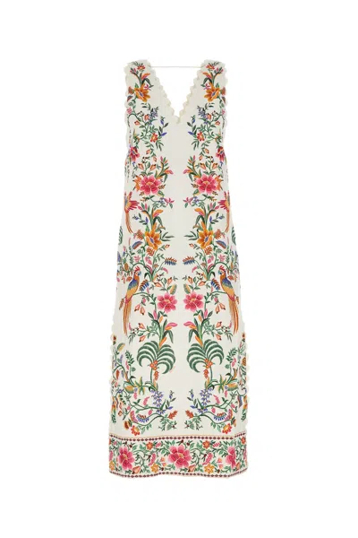 Farm Rio Printed Linen Dress In White