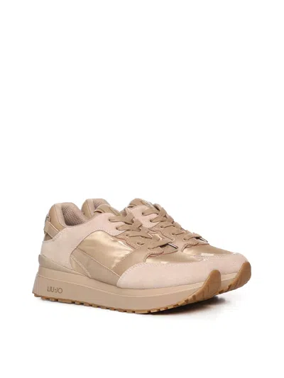 Liu •jo Leather Platform Sneakers In Nude