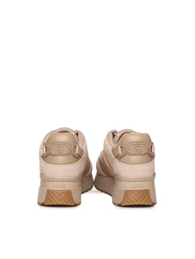 Liu •jo Leather Platform Sneakers In Nude
