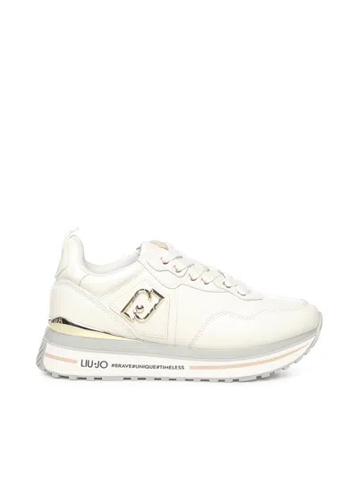 Liu •jo Leather Platform Sneakers In White