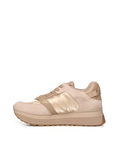 Liu •jo Leather Platform Sneakers In Nude