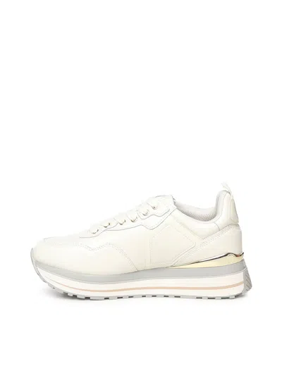 Liu •jo Leather Platform Sneakers In White