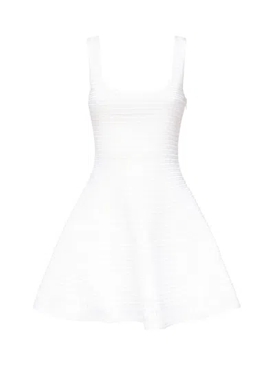 Alaïa Raffia Skater Dress In White