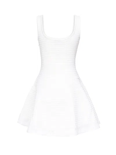 Alaïa Raffia Skater Dress In White