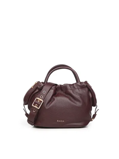 Biasia Leather Bag With Logo In Burgundy