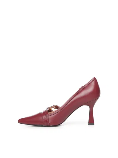 Coccinelle Fernanda Buckle-detail Pointed-toe Pumps In Burgundy