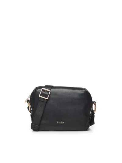 Biasia Leather Shoulder Bag With Logo In Black