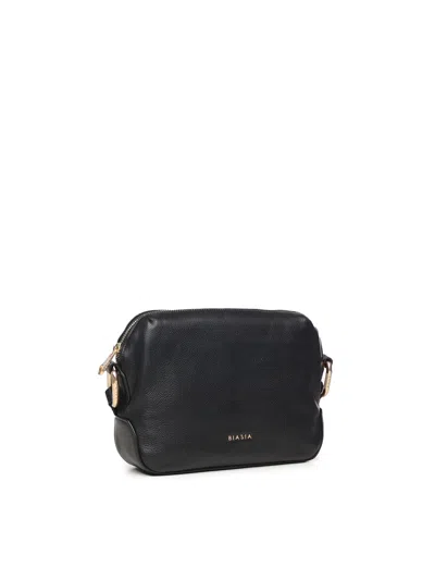 Biasia Leather Shoulder Bag With Logo In Black