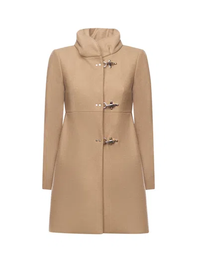 Fay Romantic Coat In Melange Wool Cloth In Brown