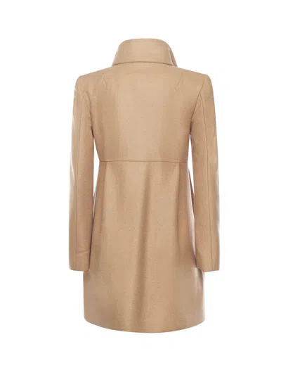 Fay Romantic Coat In Melange Wool Cloth In Brown