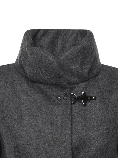 Fay Romantic Coat In Melange Wool Cloth In Gray