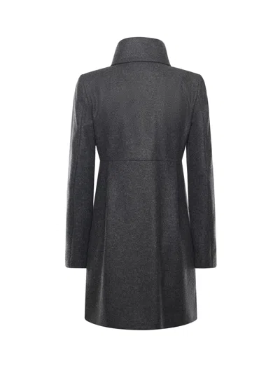 Fay Romantic Coat In Melange Wool Cloth In Gray