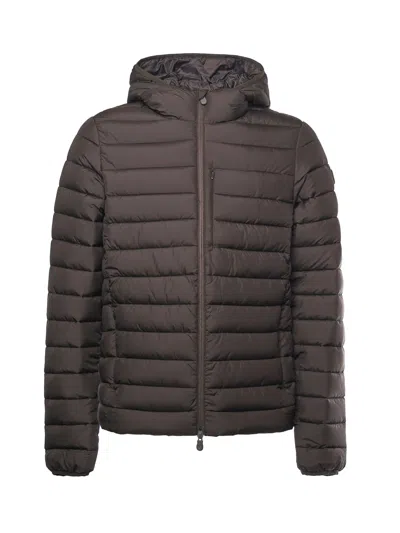 Save The Duck Joncus Brown Hooded Padded Jacket In Brown