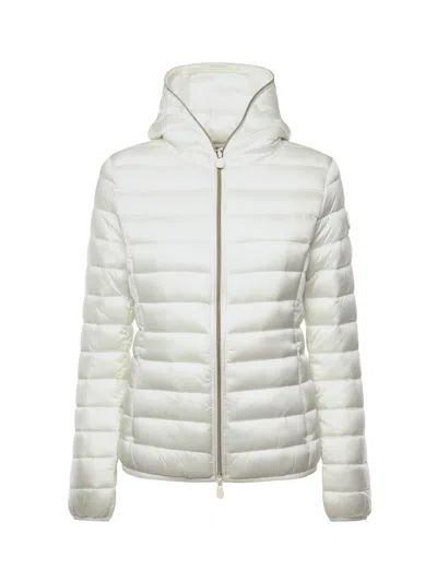 Save The Duck Vicky Short Hooded Basic Jacket In White