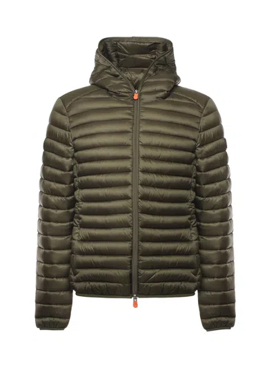 Save The Duck Lightweight Quilted Casual Jacket With Two-way Hood In Green