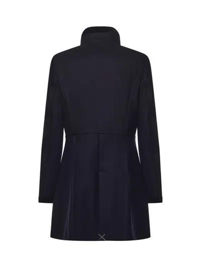 Fay High Collar Long Sleeves Mid-length Coat In Blue