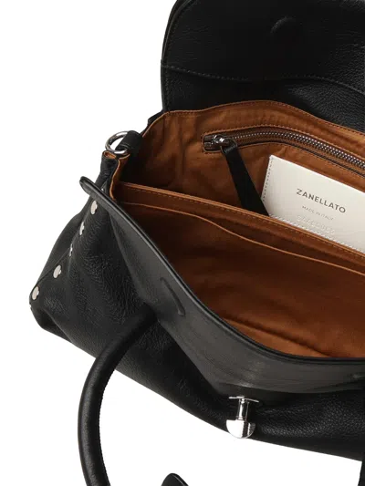 Zanellato Structured Leather Handbag With Dual Handles In Black