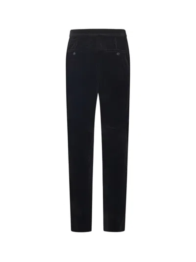 Max Mara Velvet-texture Side-stripe Trousers In Black
