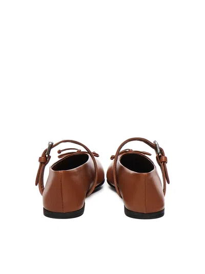 Miu Miu Leather Ballet Flats In Brown