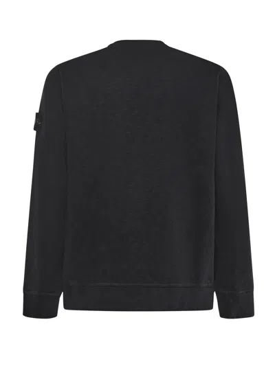 Stone Island Crew Neck Sweatshirt In Cotton Jersey In Black